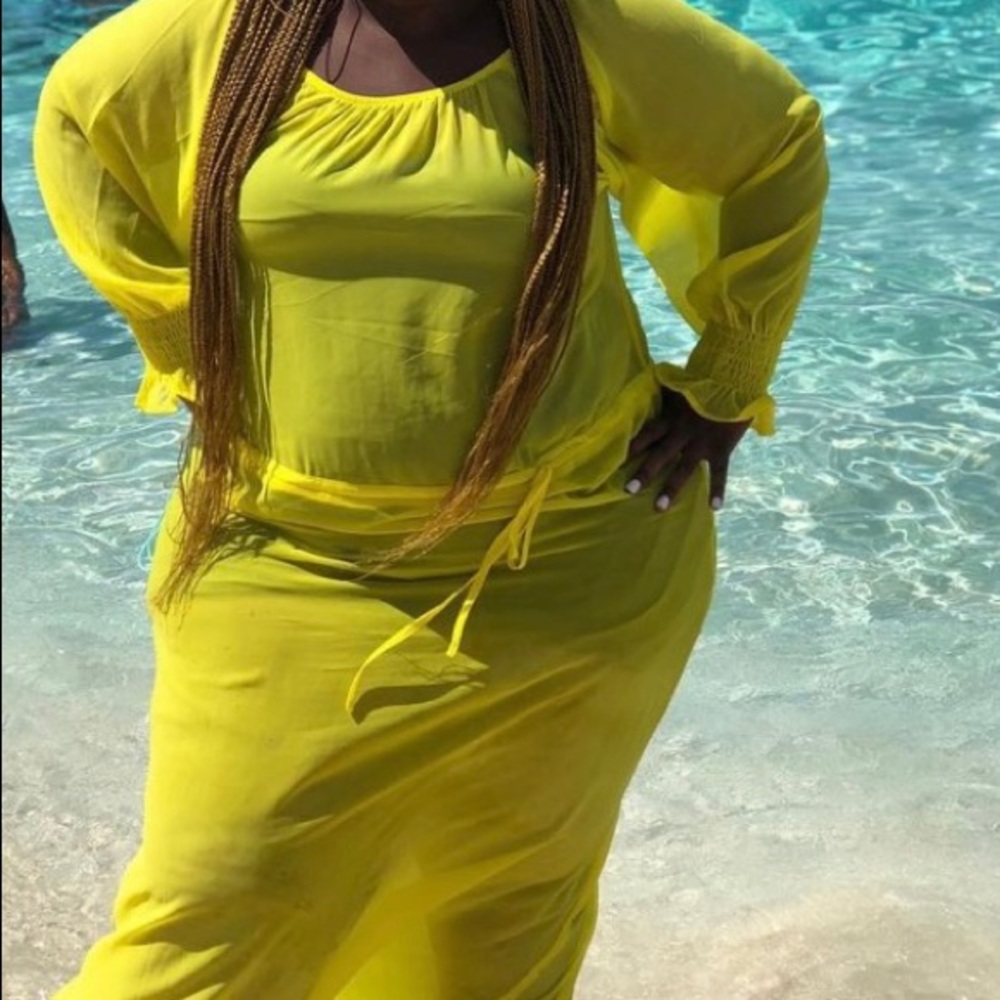 Bright Yellow bathing suit cover up dress